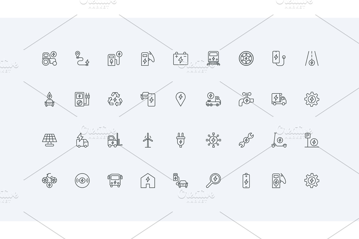 Electric energy transport icons, a Transportation Illustration by Lemberg Vector