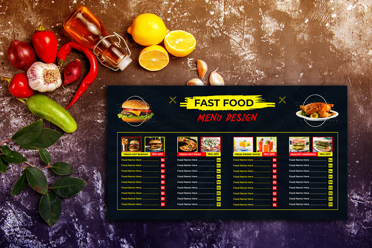 Digital Fast Food Menu Template, a Stationery Template by MRI STUDIO (Photo 4 of 4)