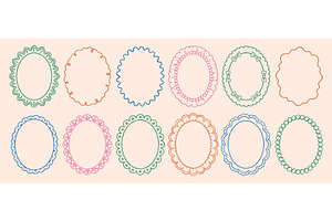Vintage oval lace frames set