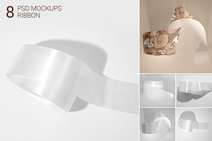 8 Mockups Textured Satin Ribbons