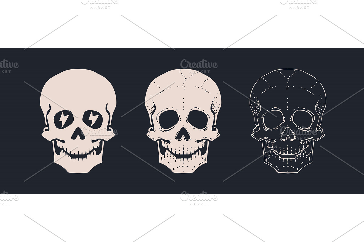 Death Skull Crossbones set, an Illustration by Foxys Graphic