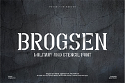 Brogsen - Military Stencil Font, a Serif Font by Iqsiart Studio (Thumbnail 1 of 7)