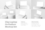 Clay Macbook On Podium Mockup Set, a Device Mockup by Remnand Studio (Thumbnail 2 of 9)