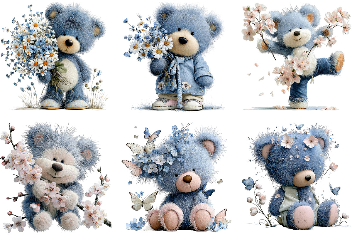 Spring Teddy Bear Clipart, an Illustration by CraftArtStudio (Photo 5 of 6)