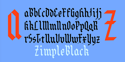Zimple, a Blackletter Font by Ingrimayne Type