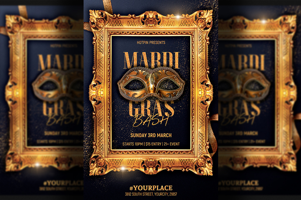 Masquerade Mardi Gras Party Flyer, a Flyer Template by Hotpin
