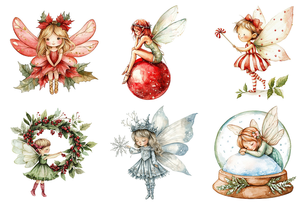 Beautiful Fairy Christmas Clipart, an Illustration by Daily.Designs (Photo 3 of 5)