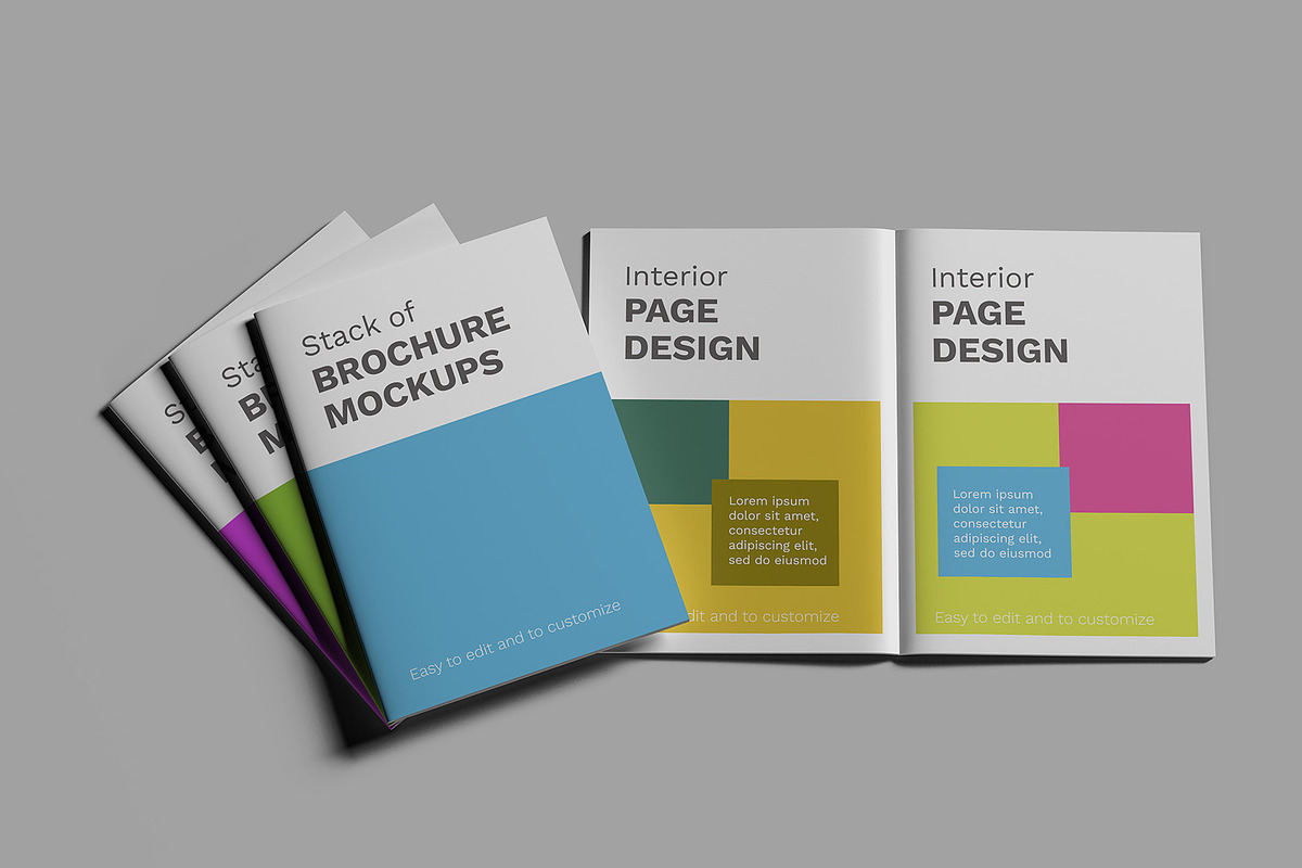 Stacked Brochure Mockup Kit 11 Views, a Books & Magazine Mockup by Illusiongraphic (Photo 9 of 28)