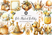 Boho Mustard Yellow Birthday Clipart, an Illustration by SinaCreation (Thumbnail 1 of 5)