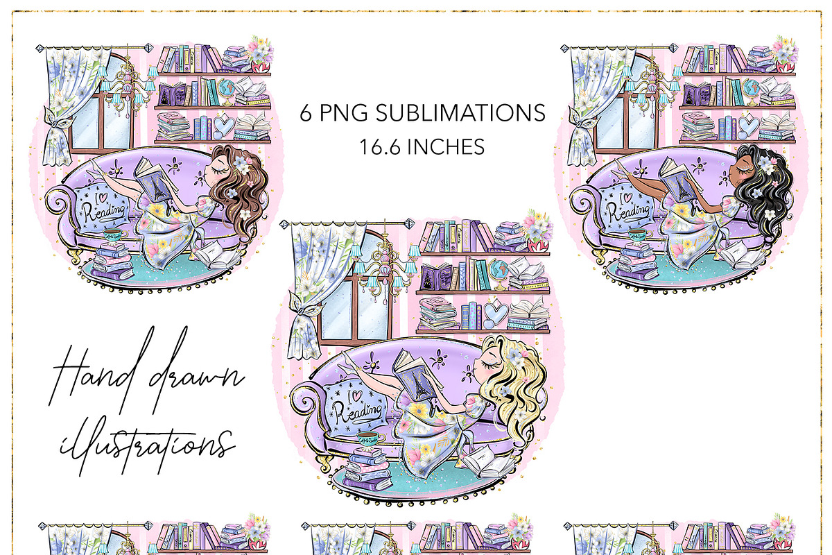 Book Lover Hand Drawn Clipart, a Decorative Illustration by Masha  Studio (Photo 5 of 8)