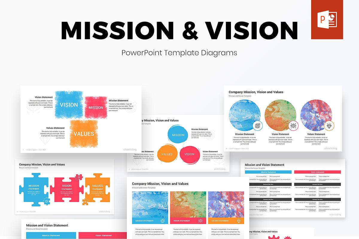 Mission - Vision PowerPoint Diagrams, a Presentation Template by SlideOne (Photo 1 of 7)