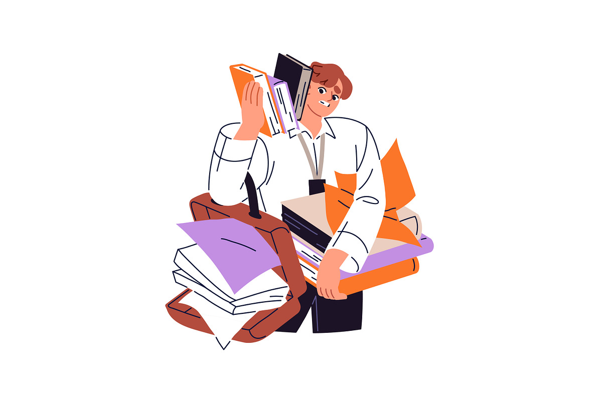 People work overtime concept set, a Work Illustration by PaperTrident (Photo 5 of 9)