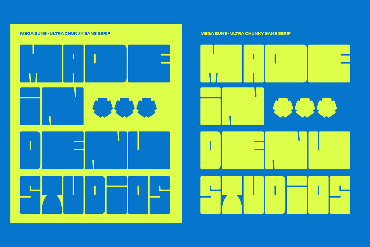 Mega Buns | Ultra Chunky Sans, a Sans Serif Font by Denustudios (Photo 2 of 13)