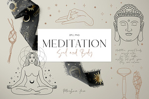 Meditation. Vector Set