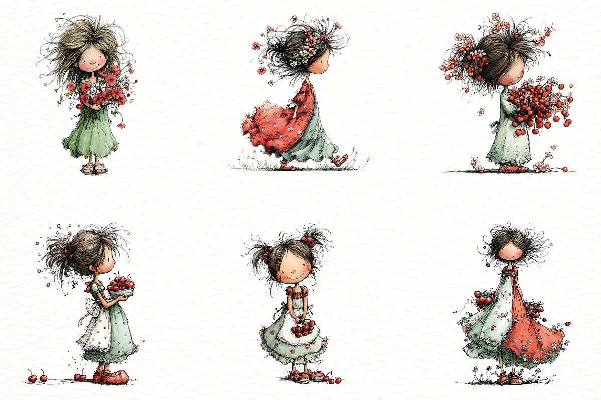 Whimsical summer girl Clipart, an Illustration by Designworld (Photo 5 of 6)