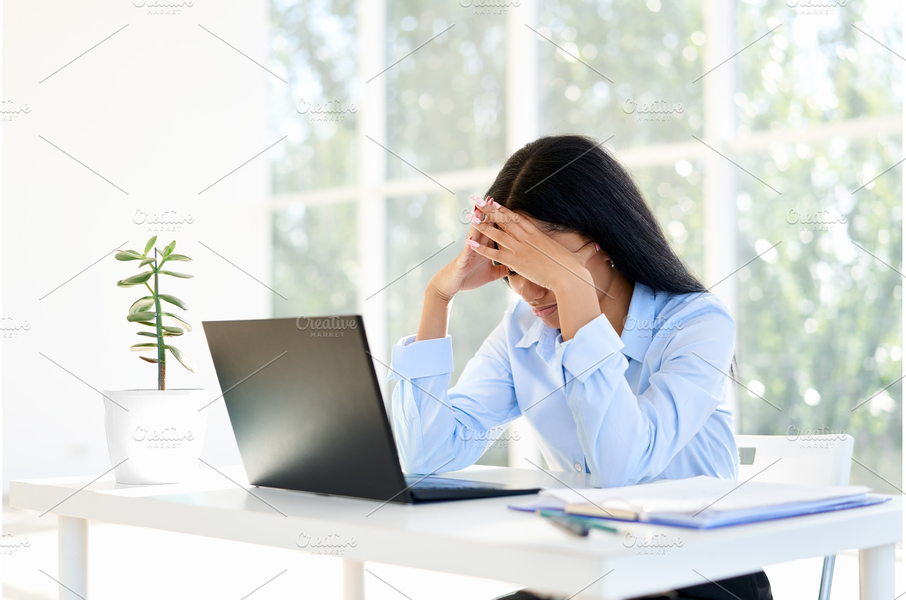 Stressed tired businesswoman, a Business Photo by Gladkov photography