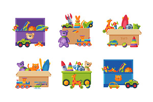 Kids Toy Box with Different Bright, an Object Illustration by TopVectors