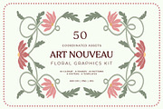 Art Nouveau Floral Graphics Kit, a Decorative Illustration by SunnJaneArt (Thumbnail 1 of 10)