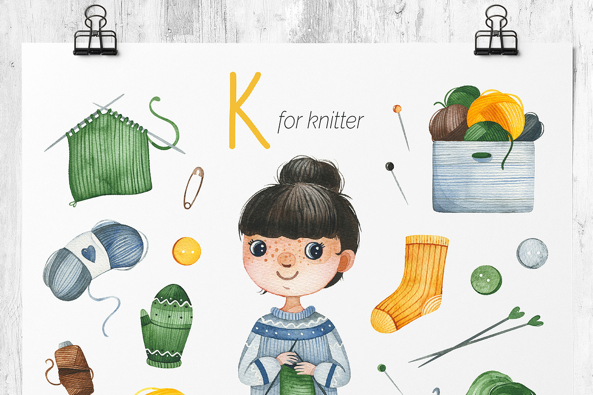 Cute Alphabet Professions. Part 1, an Object Graphic by Kate_Rina (Photo 16 of 21)
