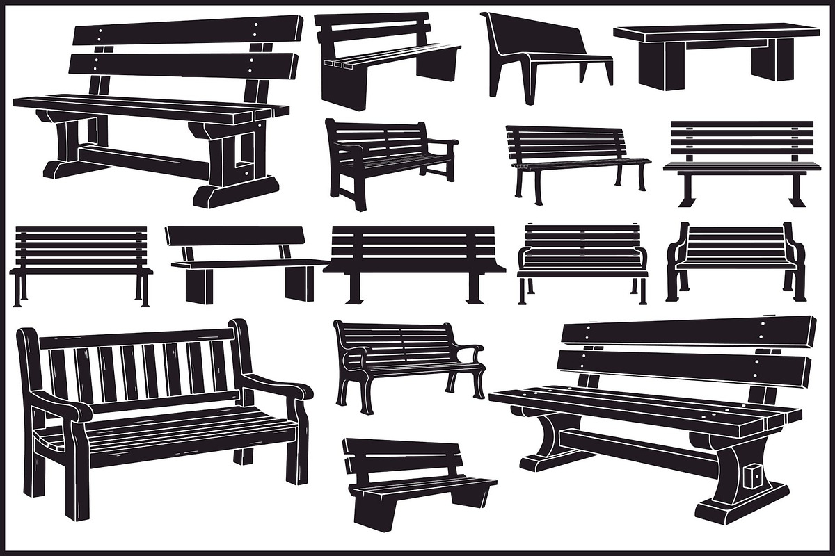 Park Bench Silhouette Vector Bundle, an Illustration by Designs_River (Photo 1 of 16)