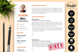 Teacher CV Format / Resume - Alison