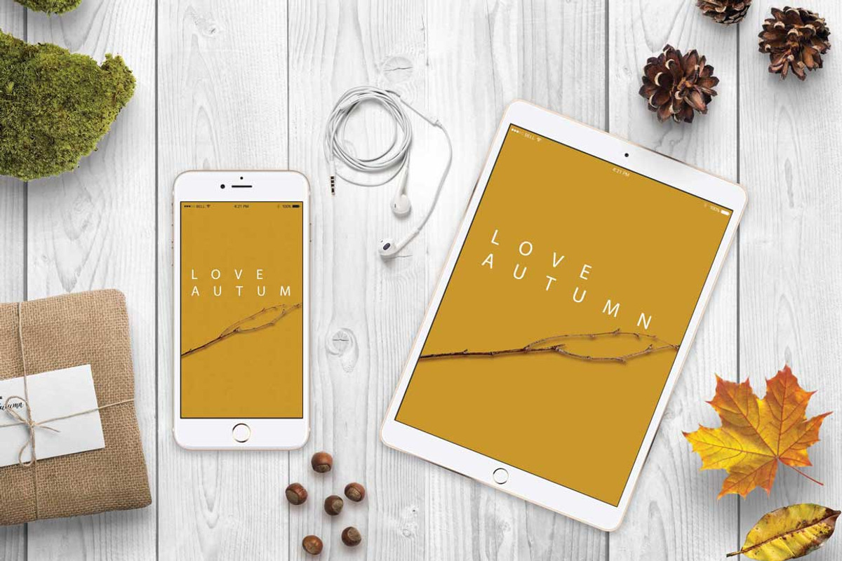 Mockup · Autumn ipad & iphone, an iPhone Mockup by Khryna Designs (Photo 3 of 5)