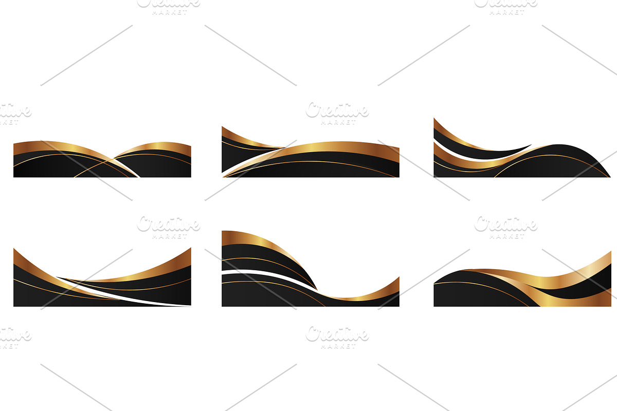 Elegant black and gold wave borders, an Illustration by art PVP - market