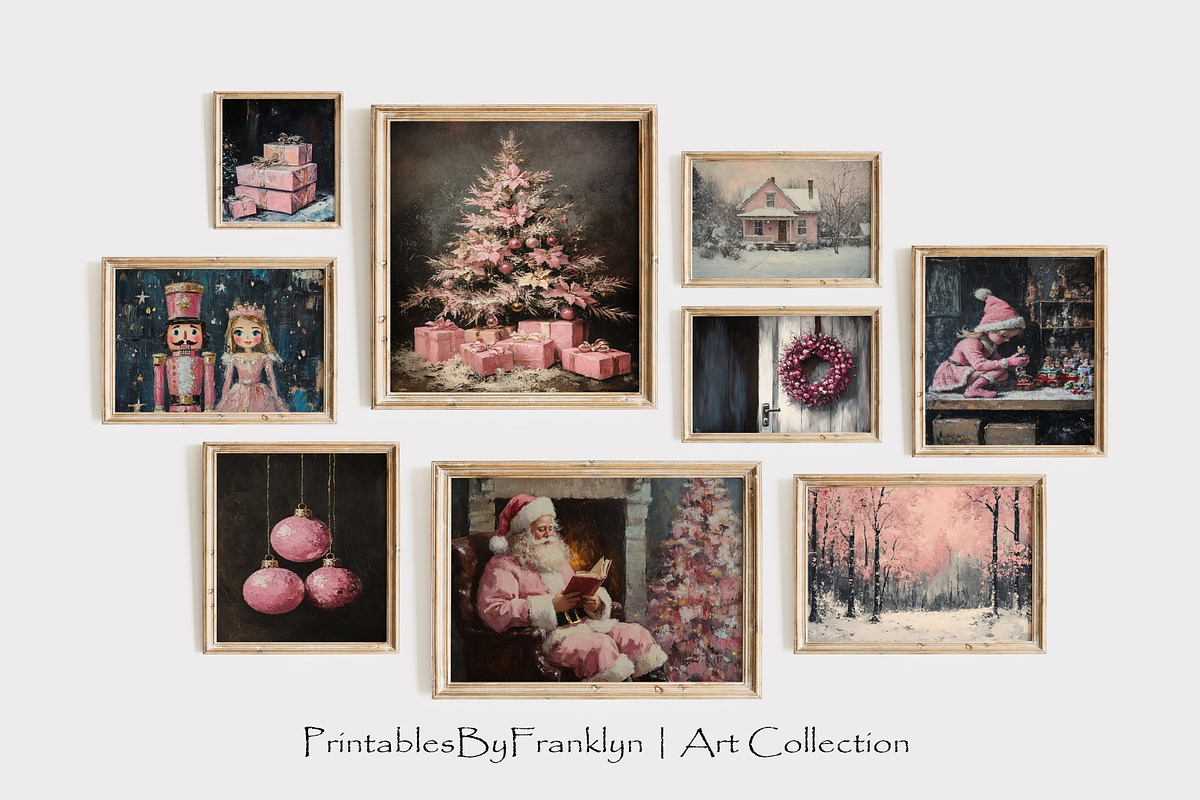 Pink Christmas Bundle Wall Art Set, a Holiday Photo by PrintablesByFranklyn (Photo 1 of 7)