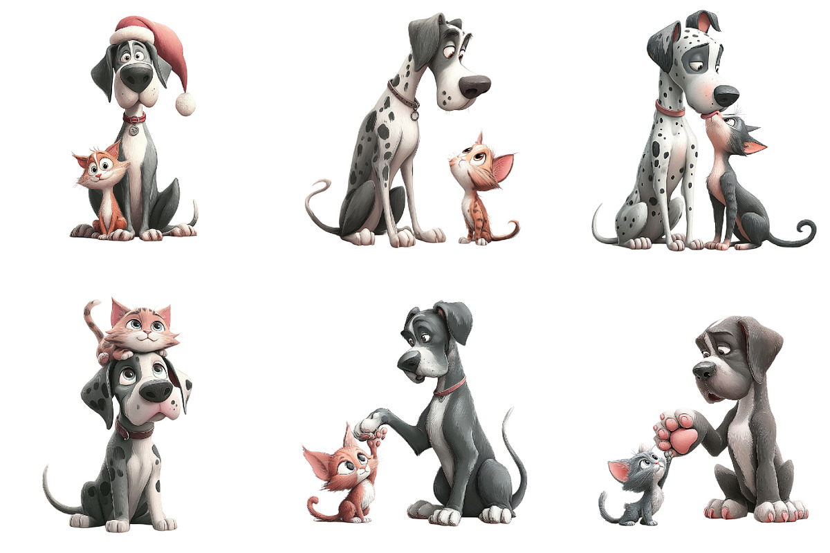 Great Danes with Kittens Clipart, an Illustration by DreamArtGraphic (Photo 5 of 7)