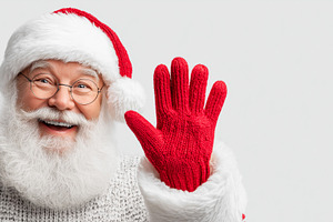 Smiling Santa Claus waving happily, a Holiday Photo by MistyDay