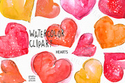 Watercolor Hearts Clipart, an Illustration by MariaScaroniAtelier (Thumbnail 1 of 4)