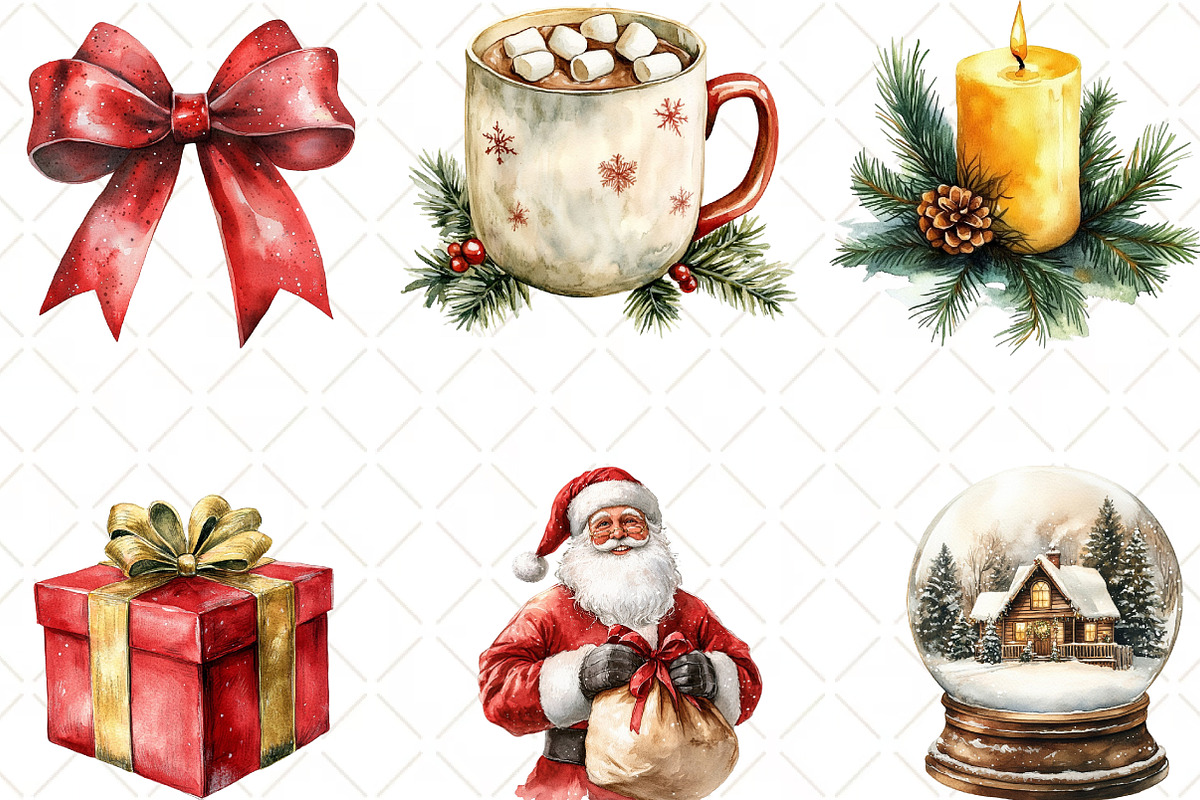 Watercolor Christmas Clipart Bundle, an Illustration by Black Bird Studio (Photo 5 of 6)
