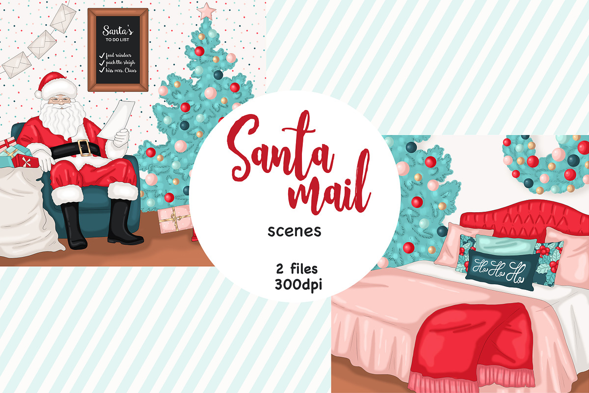 Santa Mail Scenes, a Seasonal Illustration by GlamArtZhanna (Photo 1 of 3)