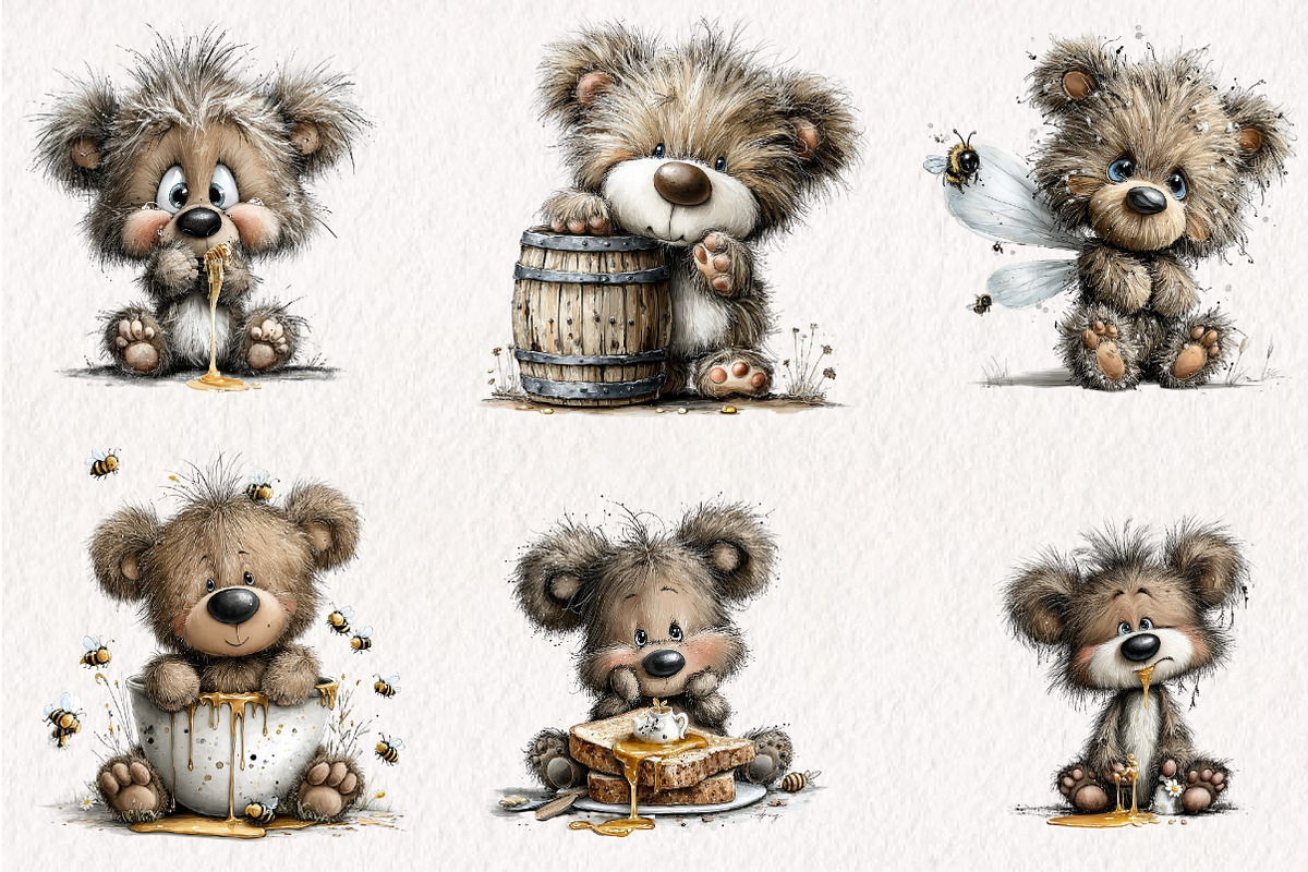 Bear and Bees Clipart Bundle, a Seasonal Illustration by CreationArt (Photo 2 of 6)