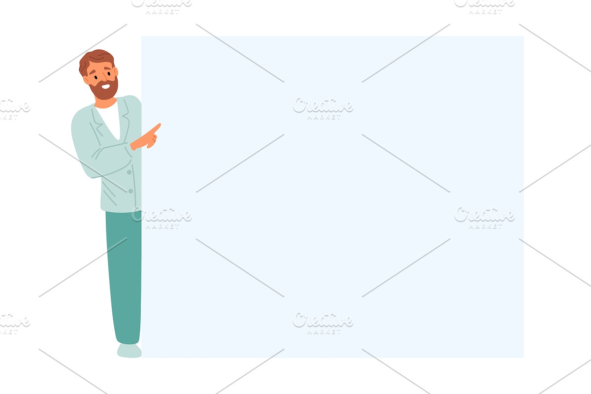 Doctor in white coat peeks out from, a Healthcare Illustration by Vectorbuum
