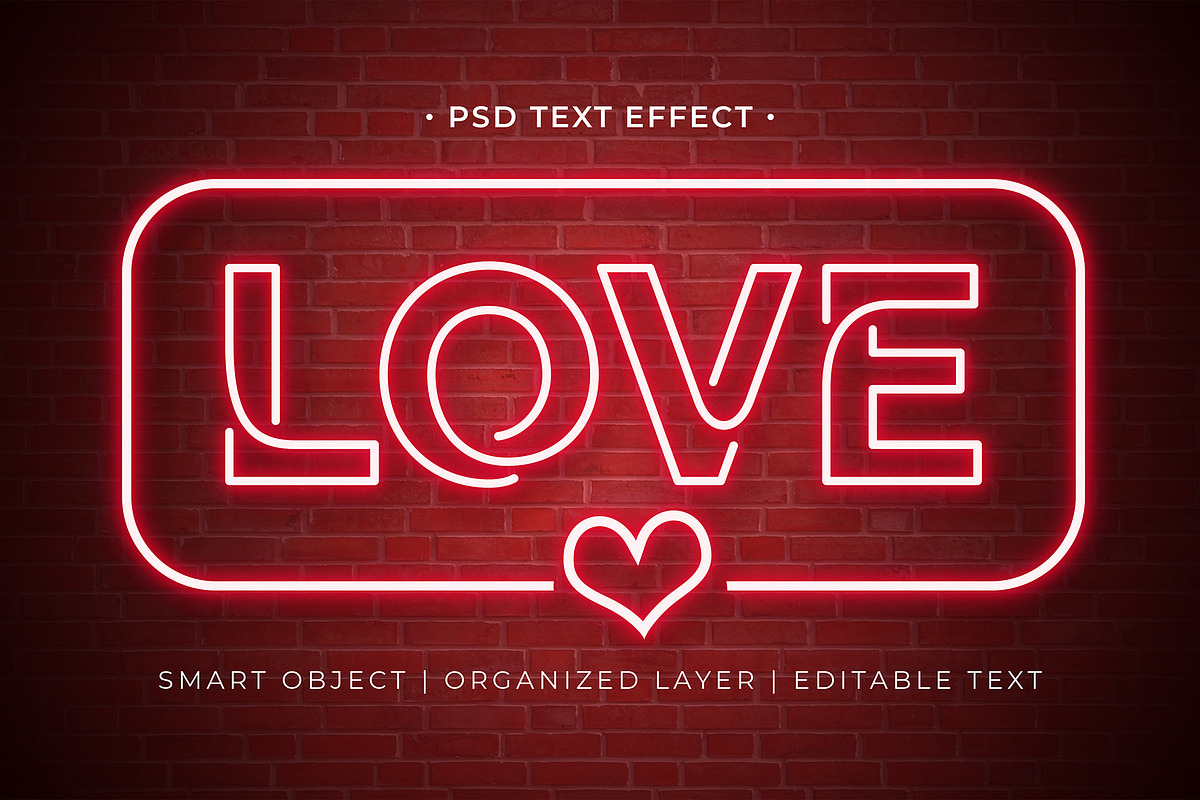 Love Neon Text Effect, a Brushes & More by Asofa Studio