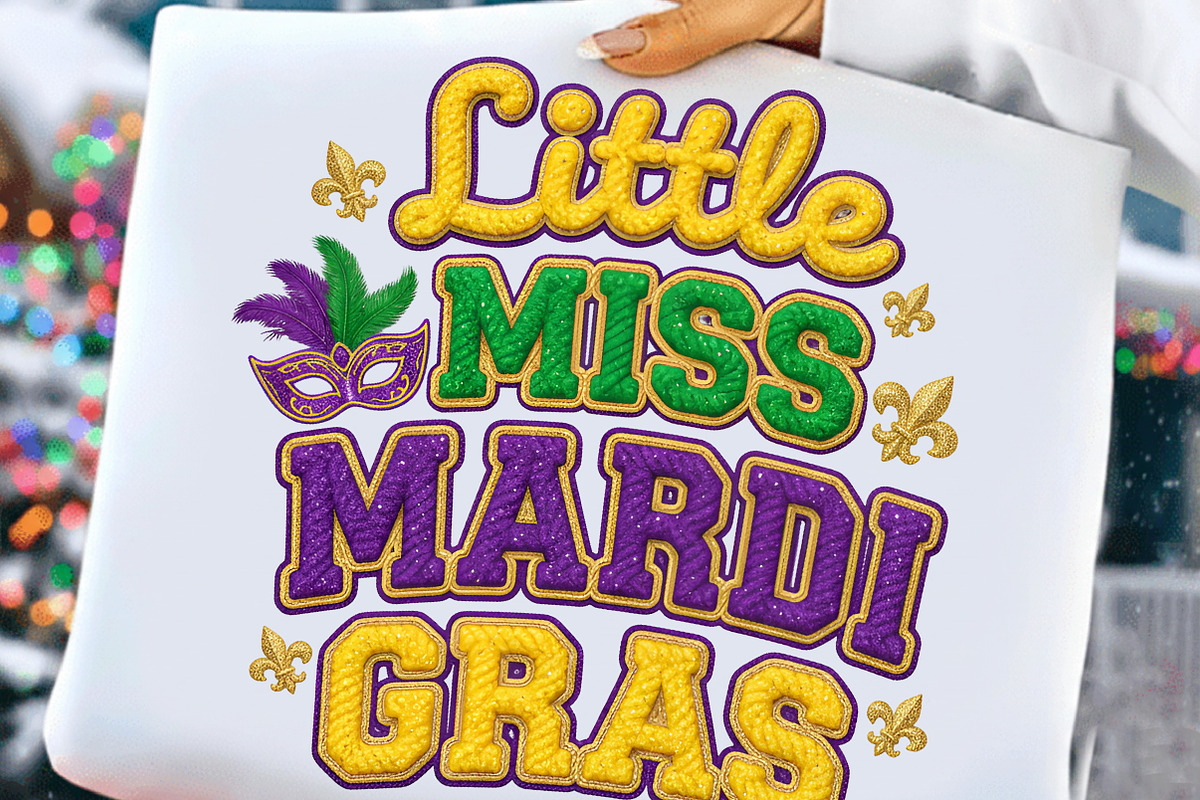 Glitter Little Miss Mardi Gras PNG, an Illustration by DreamCafeArt (Photo 5 of 8)