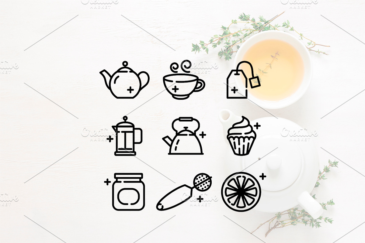 Teatime line icons, an Outline Icon by Lyolya Profitrolya (Photo 2 of 2)