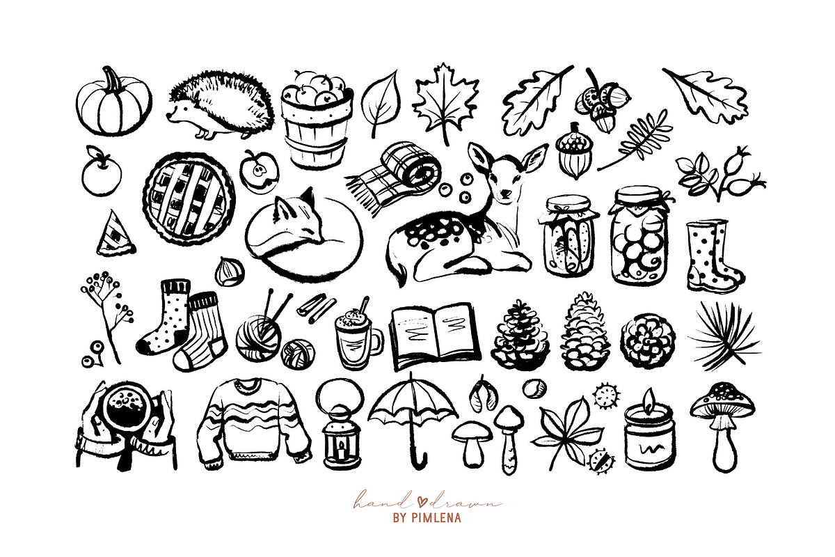 Hello Autumn Hand Drawn Collection, an Illustration by Elena Pimonova (Photo 2 of 6)