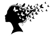 Woman Butterfly Hair Silhouette, an Object Illustration by yasushie (Thumbnail 13 of 31)