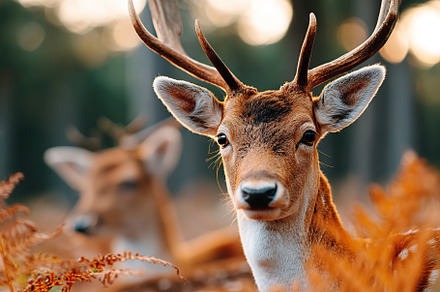 Wild deer in a serene forest setting during golden hour, showcasing natural bea, an Animal Photo by AlyaAnd