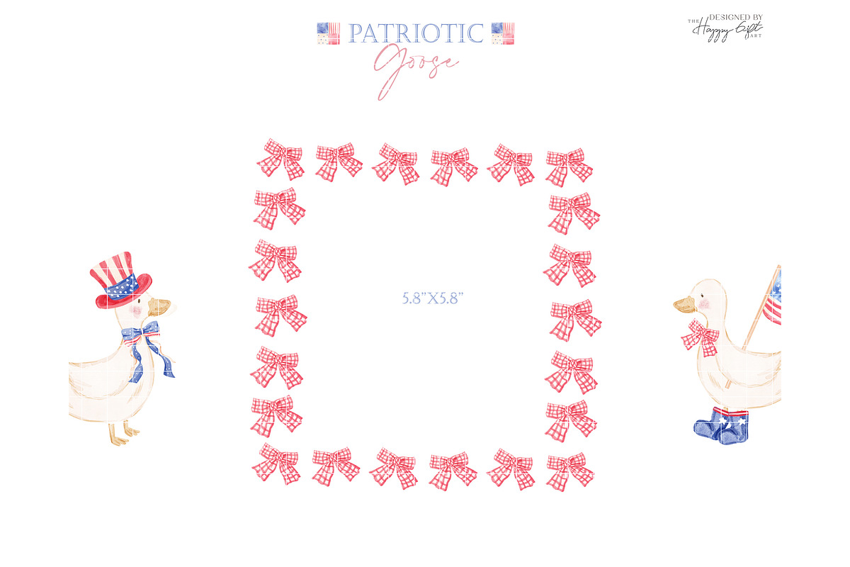 4th of July Patriotic Goose cliparts, an Illustration by TheHappyGiftArt (Photo 4 of 10)