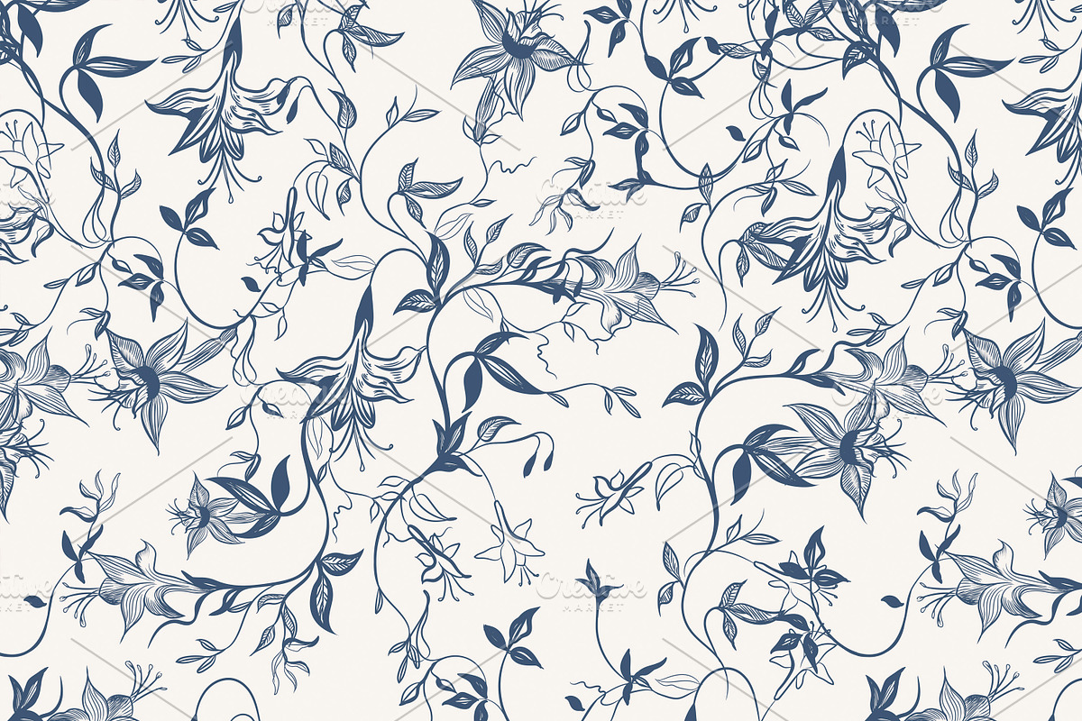 Toile de jouy vector  pattern, a Pattern Graphic by FleurArt (Photo 2 of 6)