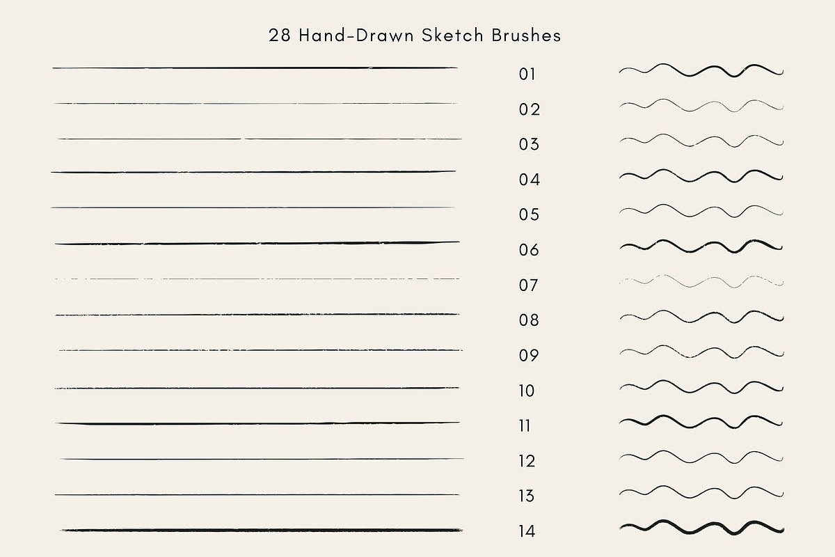 28 Adobe Illustrator Sketch Brushes, a Brush Add-On by Jenteva Art (Photo 2 of 16)
