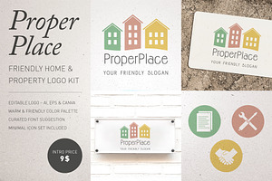 Friendly Home & Property Logo Kit, a Branding & Logo Template by Elibee
