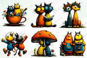 Quirky Cats Friendship Clipart, an Illustration by Creative Art (Thumbnail 5 of 10)