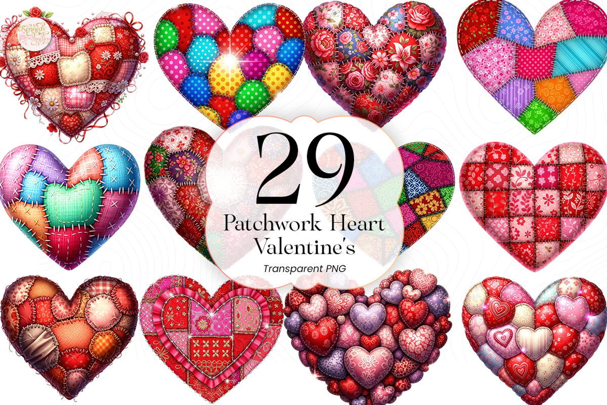 Patchwork Heart PNG Clipart Cute, an Object Illustration by KennedyStudio (Photo 1 of 5)