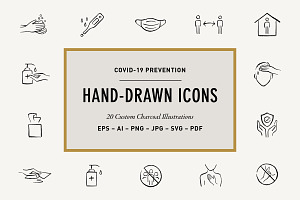 Hand-Drawn Covid-19 Prevention Icons