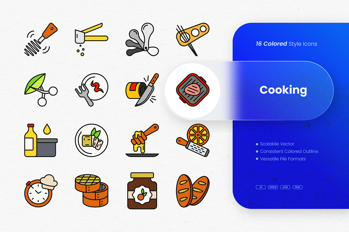 Cooking Colored Icons, an Outline Icon by cidcud_graphic