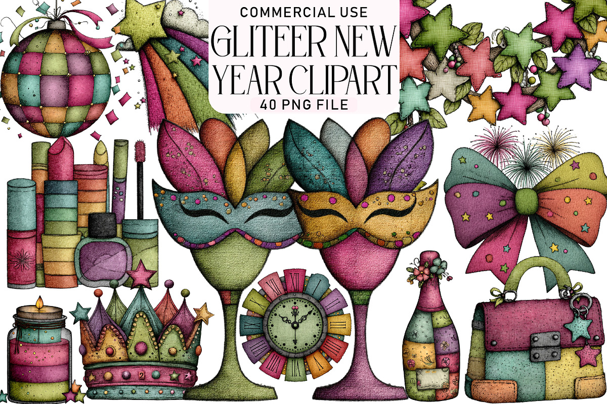 Gliteer New Year Clipart, an Illustration by Daily.Designs (Photo 1 of 5)
